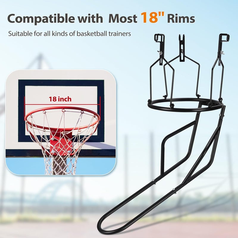 GADFISH Basketball Return Attachment, Heavy Duty Basketball Rebounder with 3 Stable Large Hooks, Durable Basketball Accessories for 18" Rim Basketball Training, Black - Image 4